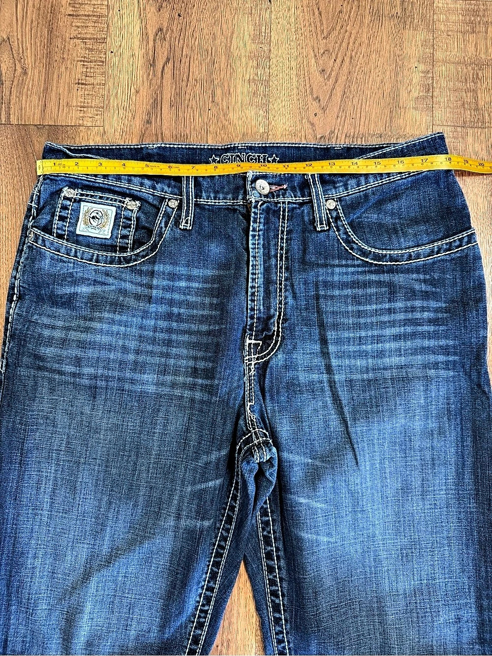 CINCH Men's Blue Medium Wash Denim Straight Leg Jeans Relaxed Fit Stretch - Picture 4 of 13
